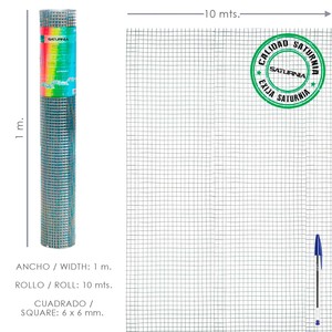 Malla Electrosoldada Galvanizada 6x6 / 100 cm. Rollo de 10 Metros para Uso Doméstico - Product Image 1