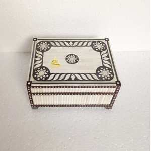 Une boîte à couvercle en bois et en os dotée d'un motif incrusté complexe, parfaite pour les cadeaux, la décoration intérieure et l'utilisation personnelle en gros - Product Image 3