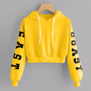 Nuevo estilo Crop Hoodie Diseño personalizado Mujeres Zip up Crop Hoodies French Terry Wholesale - Product Image 3