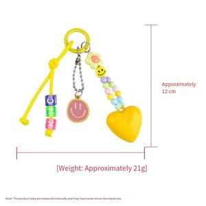 Mini mignon perlé porte-clés gland frais créatif sourire visage pendentif pour dames amour sac pendentif breloques étui Mobile porte-clés - Product Image 4