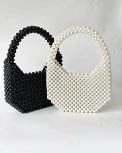 Sac de rangement moderne en plastique perlé ivoire | Grand sac à bandoulière fait main | Sac à main durable pour garde-robe - Product Image 5