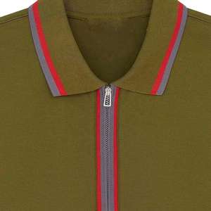 Venta al por mayor 2025 hombres para Polo a granel 100% algodón Lona de marca con cremallera multicolor patrón sólido logotipo bordado - Product Image 3