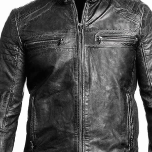 Veste pour homme coupe ajustée Produits de Offre Spéciale en cuir Veste en cuir zippée de haute qualité pour homme coupe-vent et chaude - Product Image 3