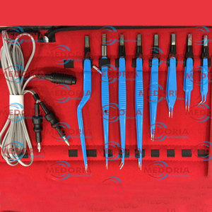Juego de instrumentos de fórceps bipolares internacionales Medoria de alta calidad Cable de 3 metros de silicona reutilizable azul-9 piezas para sala quirúrgica - Product Image 3