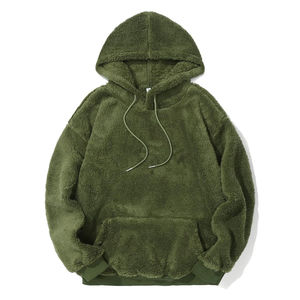 Sudadera con capucha de lana de piel personalizada de alta calidad, ropa de calle para hombre, sudaderas con capucha de lana Polar de manga larga con dos bolsillos - Product Image 4
