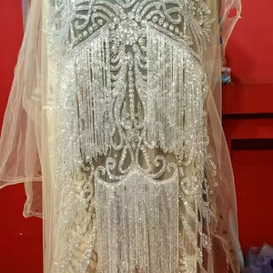 Meilleur prix 100% Polyester tissu perlé de luxe avec Zircon fait à la main fournisseur indien vêtements faisant tissé et motif de maille - Product Image 1