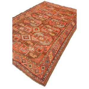 Alfombra Kiaan Grande de Lana Anudada a Mano, Rectangular 9x12, Diseño Geométrico Abstracto para Entrada, Pasillo, Modelo Paem-150, Rojo Naranja - Product Image 2