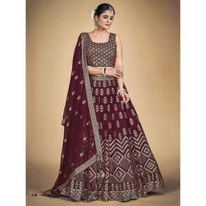 Maravilloso Lehenga Choli de Georgette con Lentejuelas Marrones, Ropa para Festivales y Bodas - Product Image 6
