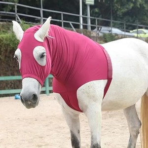 Masque anti-mouches pour cheval intégral, respirant, léger, en maille douce, protection UV solaire, protège-nez, design anti-mouches pour l'équitation en plein air, culottes - Product Image 3