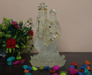 Statue Radha Krishna en cristal Transparent, Figurine Radha Krishna pour décoration de la maison, décoration de Table - Product Image 2