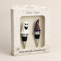 Coffret Cadeau Sorcier Fantôme d'Halloween – En Stock, Faible MOQ, Vente en Gros, Accessoires de Fête et de Bar, Ensemble de Bouchons de Bouteille de Vin
