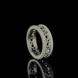 Anillo de banda de media eternidad con diamantes de moissanita brillante de la mejor calidad, estilo Vintage de Plata de Ley 925 para regalo de compromiso de boda - Product Image 5