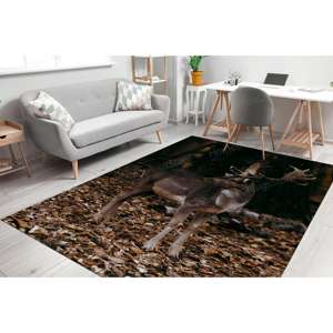 Tapis imprimé paysage de forêt de cerfs - Tapis rond facile à nettoyer, adapté aux animaux domestiques, antidérapant, style ferme, tapis en velours de luxe - Product Image 5