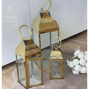 Christmas Hot Selling <b>Gold</b> Plated Stainless Steel Metal <b>Candle</b> <b>Holder</b> Hammered Designer Top 3 Floor Handmade Classical Style - Product Image 3