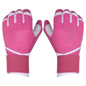 Gants de frappe de baseball professionnels en cuir, ambidextres, respirants, légers, confortables, durables, couleur rose, manchette longue - Product Image 1