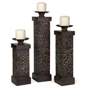 Décoration d'intérieur Porte-bougie en métal Support de bougie pour l'éclairage et l'ensemble Finition antique élégante Porte-bougie décoratif - Product Image 1