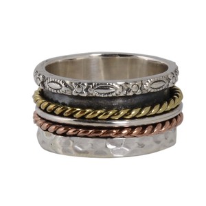 แหวนสปินเนอร์3โทนสีทองเหลืองและเงินไม่ซ้ำใครสำหรับ925เครื่องประดับขายส่งจากอินเดีย - Product Image 3