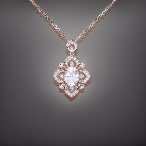 Teardrop Shaped Halo Solitaire Lab Grown Diamond 16k Rose Gold Plated Pendant Cuban Link <b>Chain</b> Necklace Hip Hop <b>Iced</b> Gift Women - Product Image 3