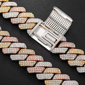 Iced Out Moissanite 14K oro blanco Hip Hop collar hombres moda cadena regalo de cumpleaños - Product Image 1