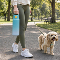 Bouteille shaker YEWAYOGA en acier inoxydable 26 oz + 6 oz avec compartiment de rangement et couvercle à bouton-poussoir pour la salle de sport et les promenades avec le chien