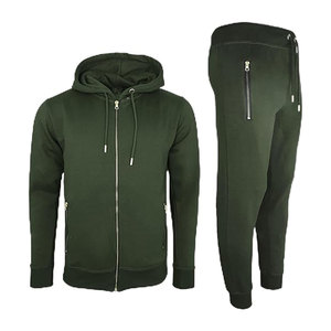 Ensemble de survêtement deux pièces pour homme, sweat à capuche en molleton contrasté et jogging zippé, tenue de sport confortable pour la salle de sport et le jogging - Product Image 1