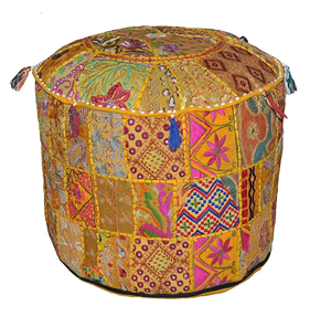 ผ้าคลุมแบบเย็บปะติดปะต่อกันทำจากผ้าฝ้ายอินเดียผ้าคลุมแบบออตโตมันสไตล์วินเทจเก้าอี้วางเท้าตกแต่งบ้านศิลปะ - Product Image 4