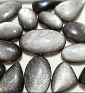 Lote de Cabujones de Obsidiana Natural con Brillo Plateado para Sanación con Cristales, Fabricación de Joyas y Colección de Gemas - Product Image 2