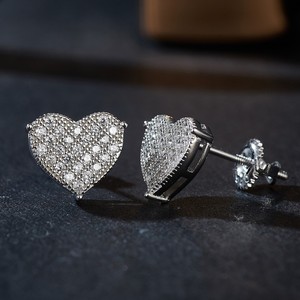 Lujo mujer 14K oro blanco Stud pendiente certificado VVS Moissanite corte brillante diamante estilo lindo joyería fina regalo - Product Image 1