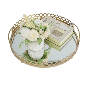 Bandeja de espejo de metal y vidrio rectangular Bandeja de espejo de metal de Navidad para hoteles y Decoración de mesa - Product Image 2