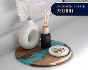 Plateau en bois et résine artisanal écologique nouvelle tendance pour la décoration intérieure minimaliste moderne avec style fonctionnel et attrait naturel - Product Image 6