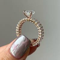 Cincin Moissanite 2CT Potongan Pir dan Zamrud Model Eternity Band Perak 925 Asli Berlapis Emas, Perhiasan Pernikahan, Hadiah Untuk Pasangan