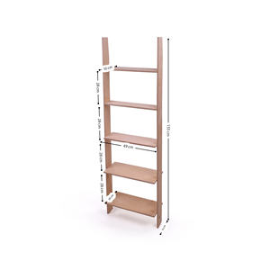 5-Shelf Decorative <b>Wooden</b> <b>Ladder</b> Bookcase Organized Bedroom Furniture - Product Image 2