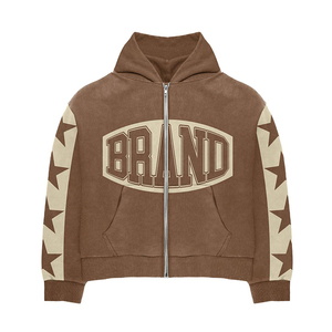 Conjunto personalizado de ropa serigrafiada con capucha y pantalones de chándal acampanados apilados con cremallera y lavado ácido vintage de talla grande para hombre de fabricante - Product Image 3