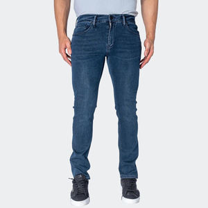 High Trending Blue Classic <b>Jeans</b> for Men Stretch <b>Soft</b> Pants with Stonewashed Finish Hip Hop & Streetwear Style Washed Technics - Product Image 2