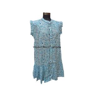 Camisa Estilo Frock con Cuello Mao Vintage, Diseño Floral Sofisticado, Mangas Abullonadas, 100% Algodón, Tejido Ecológico - Product Image 4