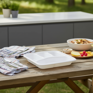 Barquette repas jetable 9'' à 4 compartiments pour un contrôle individuel des portions - Product Image 2