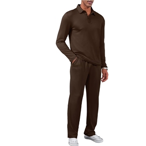 Ensemble de survêtements décontractés 2 pièces pour hommes personnalisés Pull polo tissé et pantalon de survêtement pour tenue de jogging d'hiver - Product Image 3