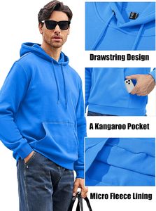 Hombres Streetwear Pullover Hoodie Heavyweight 400gsm Algodón Drop Shoulder Crewneck Sudadera Casual Urban Hooded Tops - Product Image 4