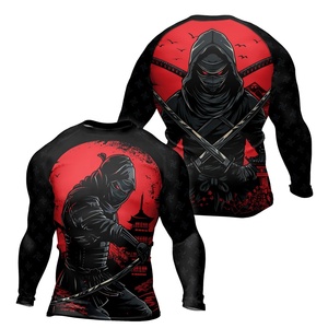 OEM Personnalisé Respirant Anti-bactérien Écologique Rash Guard pour Hommes Polyester/Nylon UPF50 Surf Plongée Compression Chemises BJJ - Product Image 1
