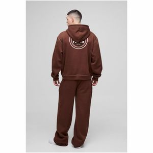 Pull à capuche en coton biologique 100% pour hommes, long sweat-shirt d'hiver avec motif solide, broderie perlée 3D, motif bricolage - Product Image 3