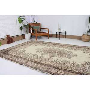 5.8x8.9 ft Rug, Turkish Vintage Large Rug, <b>Brown</b> <b>Wool</b> Rug - Product Image 3