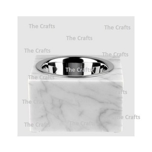 ชามอาหารสุนัขทำจากสเตนเลสสตีลมีขาตั้งทำจากหินอ่อนและเหล็ก - Product Image 4