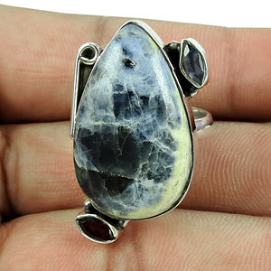 Malachite naturelle Améthyste Gemme Artisan Look Style Ethnique Bague Unique Argent Sterling Oxydé 925 Bijoux Indiens Faits à la Main - Product Image 5