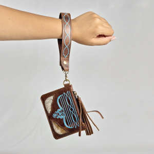Nouveauté : Mini porte-monnaie en cuir suédé fait main avec surpiqûres style cowboy, porte-monnaie western en cuir véritable pour femme - Product Image 1