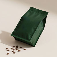 Emballage de grains de café compostable écologique, sachets de café à fond plat personnalisés, pochette biodégradable à fond plat avec valve et fermeture éclair