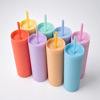 Nouveau Gobelet Isotherme Fin en Plastique Mat de 20 oz à Double Paroi avec Paille, Anti-fuite, Sans BPA, Logo Personnalisé, OEM