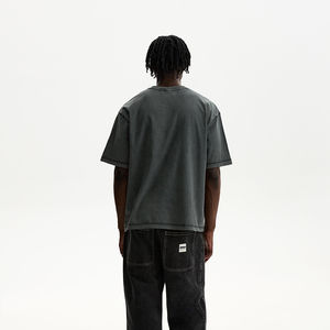 T-Shirt personnalisé surdimensionné pour hommes en détresse lavage à l'acide conception 100% coton été minéral pierre lavé surdimensionné hommes t-shirts - Product Image 4