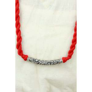 Collar de Plata 925 con Tubo Chitai Tribal Noor, Plata 925 con Dori Rojo, Joyería Cultural Coleccionable - Product Image 3