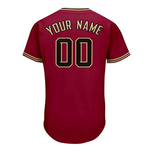 Camiseta de Béisbol Color Granate para Hombre, Manga Corta, Cuello en V, Nombre del Equipo Personalizado Impreso, Ropa Deportiva Transpirable de Poliéster - Product Image 2