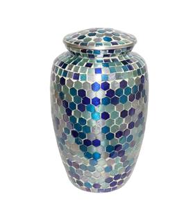 Urna funeraria hecha a mano de aluminio Silver Reef para cenizas humanas, urna de entierro de tamaño adulto grande, urna de tamaño personalizado individual aplicada a mano - Product Image 2